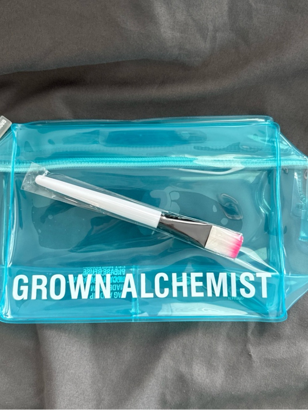 Grown Alchemist Clear Blue Cosmetic Pouch with Free Makeup Brush